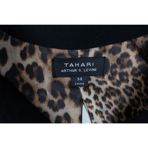 Tahari Size 14 Dress Sleeveless Buttoned Animal Print Lining Black - Picture 6 of 7